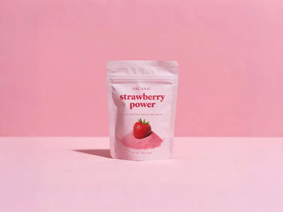 Busta stand-up personalizzata da 4 OZ per polvere di fragola 